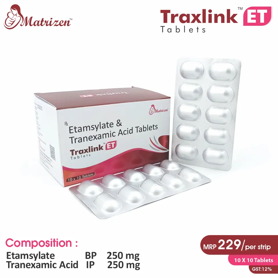 Tranexamic Acid + Ethamsylate Tablet at the best price in PCD Pharma Franchise for Bleeding Control.